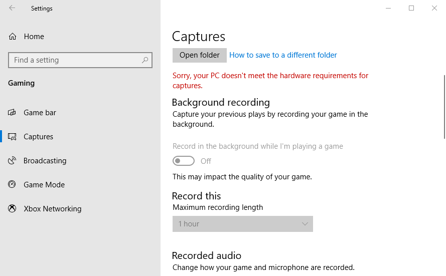 Gaming Features Aren’t Available For The Windows Desktop FixGame-DVR-options