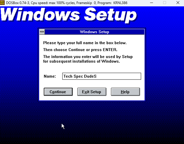 adding username to windows 3.1