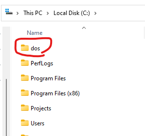 create dos folder on windows os