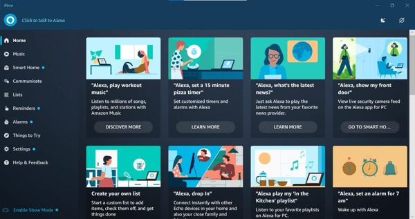different things to try on alexa windows app