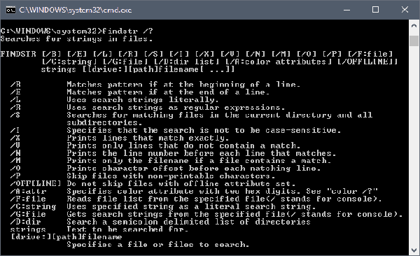 findstr help command