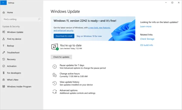 ready to install Windows 11 22H2 Update