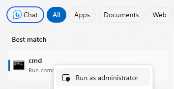 run cmd as administrator