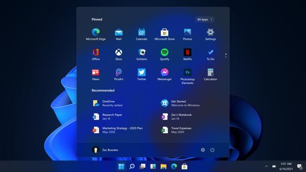 windows 11 new start menu and taskbar