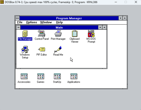 windows 3.1 main desktop area