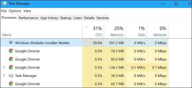 windows module installer worker high cpu